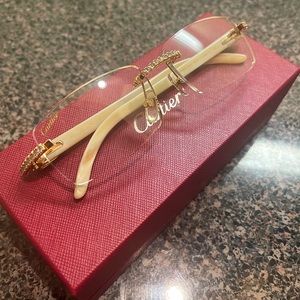Cartier Glasses Geniune Buffalo Buff Horn rimless gold diamond luxury designer